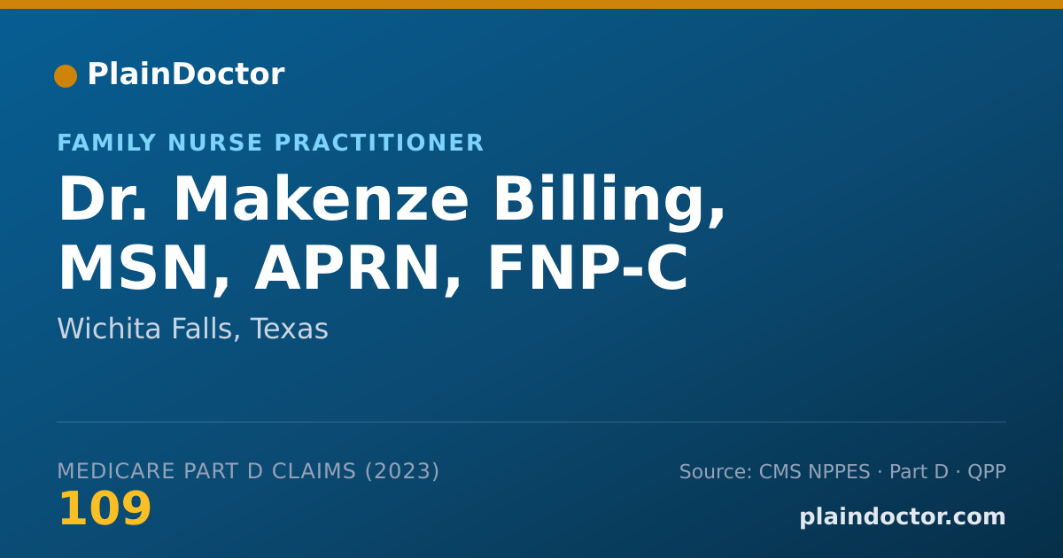 Shareable card for Makenze Billing, MSN, APRN, FNP-C - Family Nurse Practitioner, Wichita Falls, TX