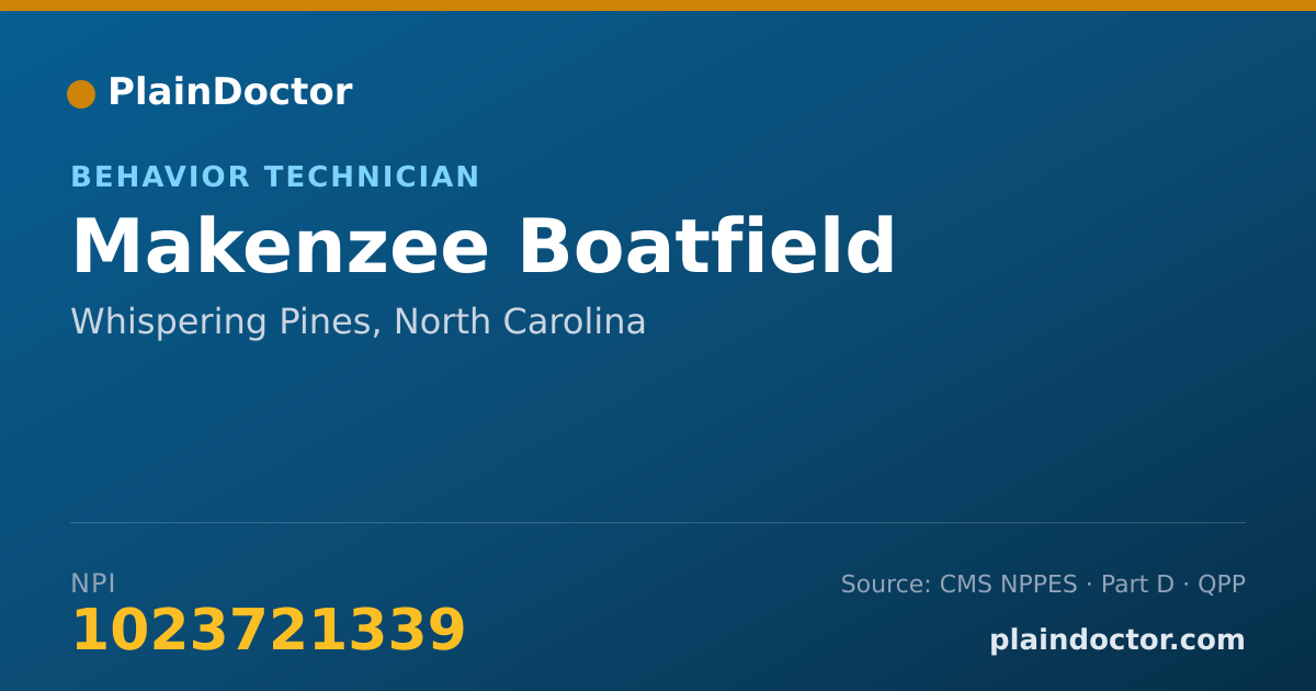 Shareable card for Makenzee Boatfield - Behavior Technician, Whispering Pines, NC