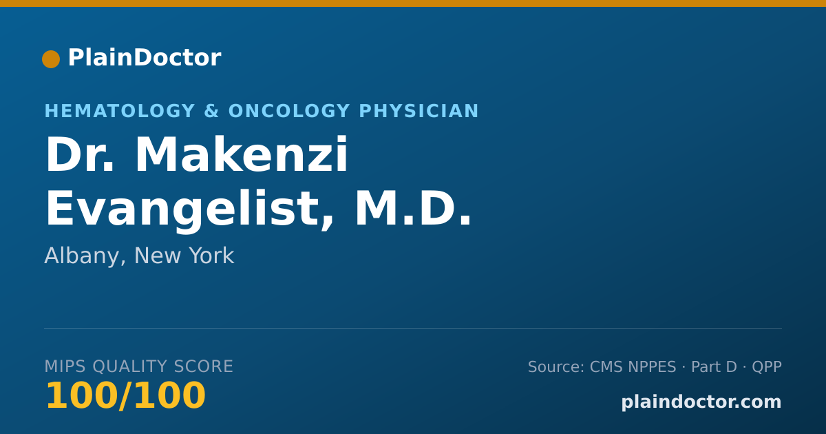 Shareable card for Makenzi Evangelist, M.D. - Hematology & Oncology Physician, Albany, NY