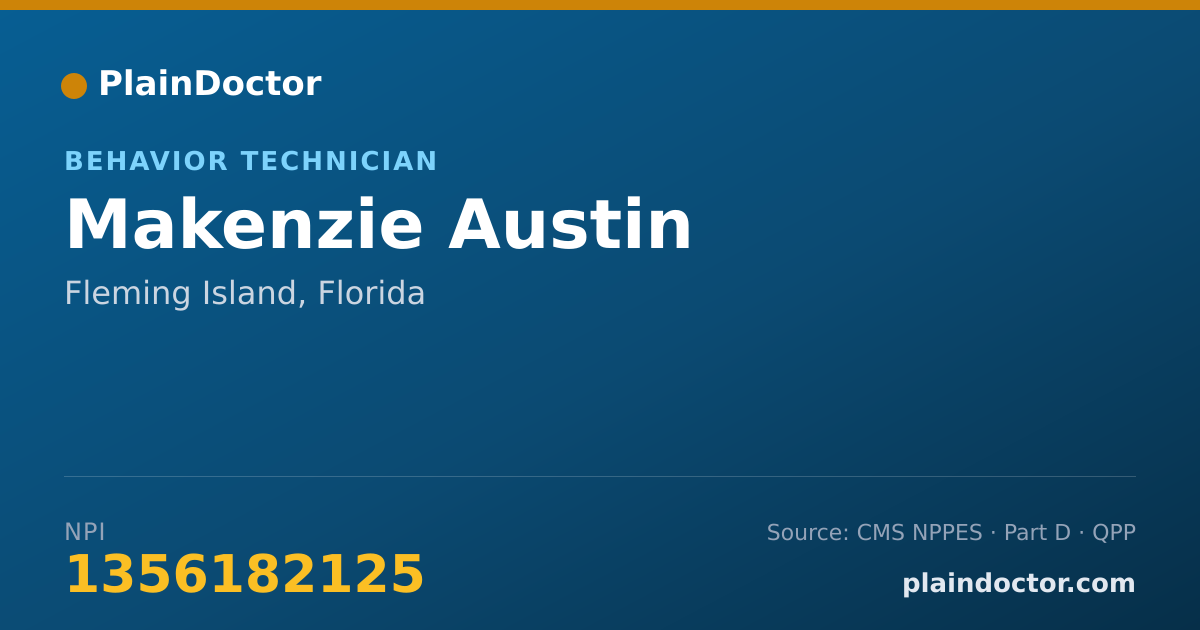 Shareable card for Makenzie Austin - Behavior Technician, Fleming Island, FL