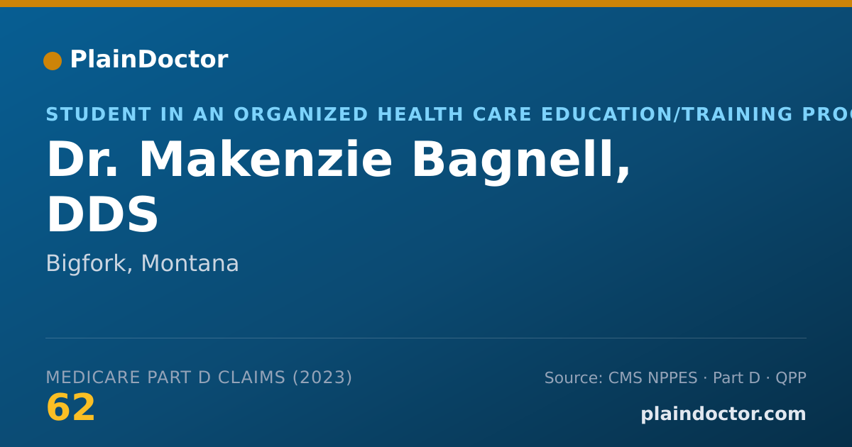 Shareable card for Makenzie Bagnell, DDS - Student in an Organized Health Care Education/Training Program, Bigfork, MT