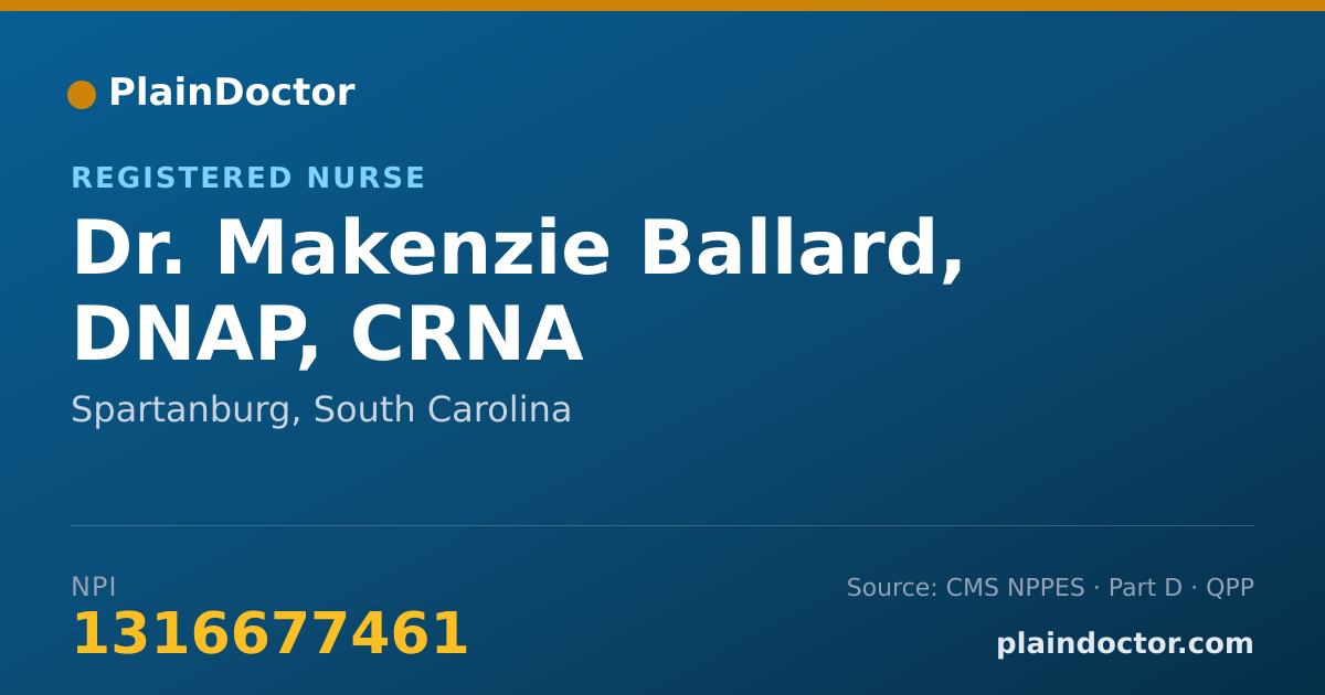 Shareable card for Makenzie Ballard, DNAP, CRNA - Registered Nurse, Spartanburg, SC