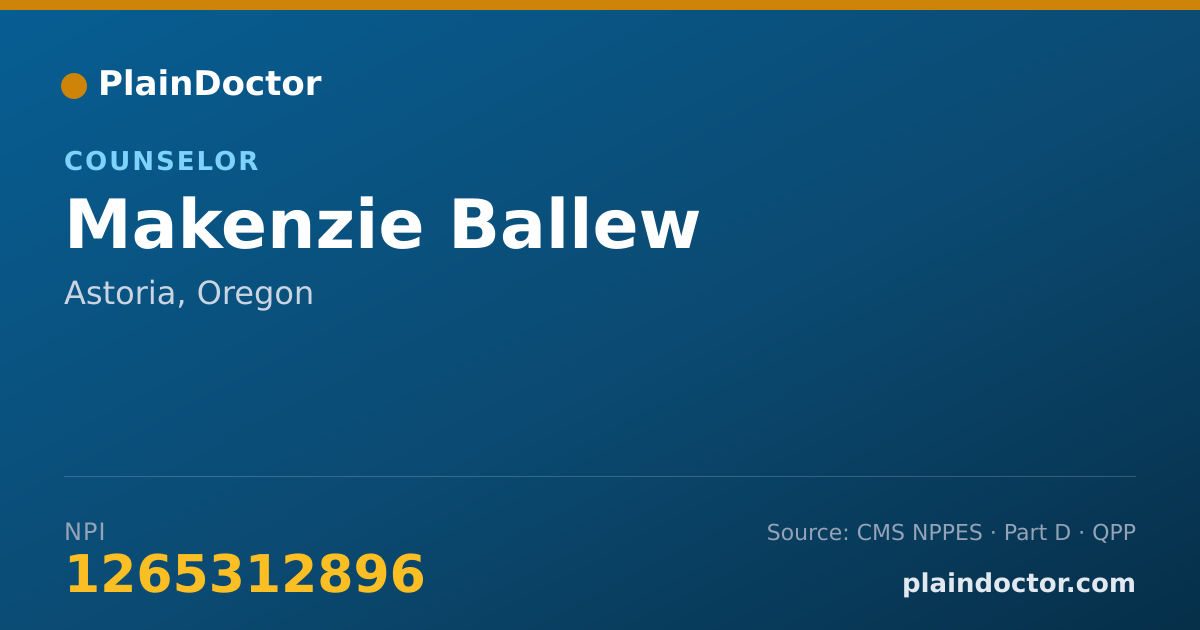 Shareable card for Makenzie Ballew - Counselor, Astoria, OR