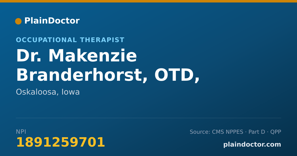 Shareable card for Makenzie Branderhorst, OTD, OTR/L, CLT - Occupational Therapist, Oskaloosa, IA