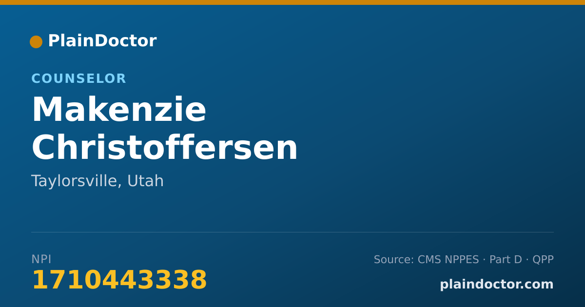 Shareable card for Makenzie Christoffersen - Counselor, Taylorsville, UT