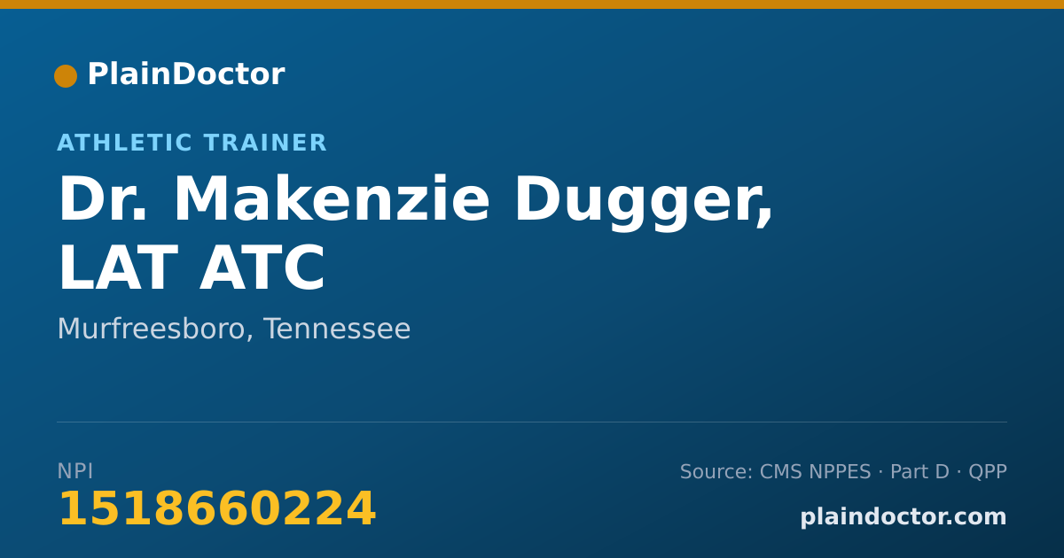 Shareable card for Makenzie Dugger, LAT ATC - Athletic Trainer, Murfreesboro, TN