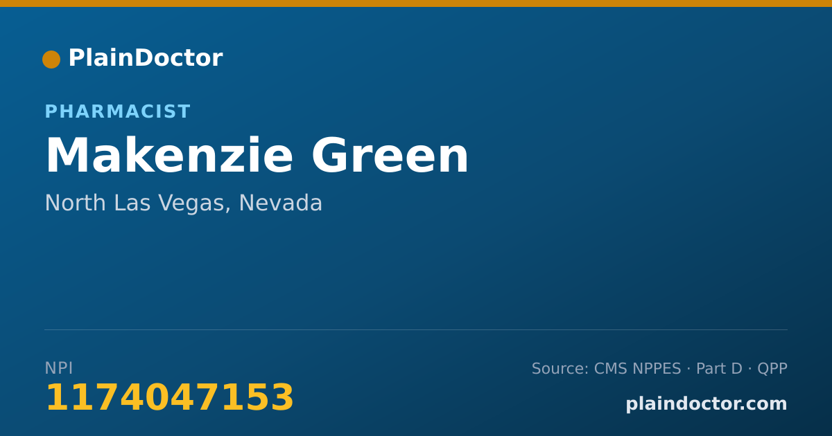 Shareable card for Makenzie Green - Pharmacist, North Las Vegas, NV