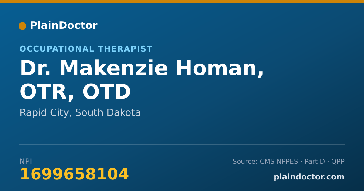 Shareable card for Makenzie Homan, OTR, OTD - Occupational Therapist, Rapid City, SD