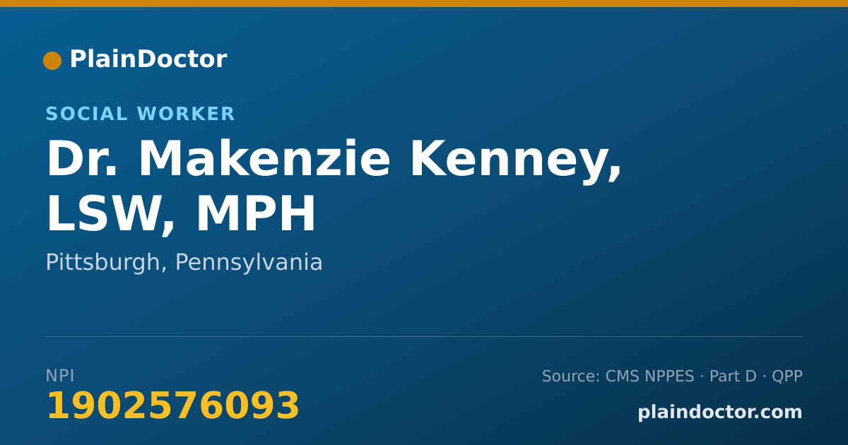 Shareable card for Makenzie Kenney, LSW, MPH - Social Worker, Pittsburgh, PA