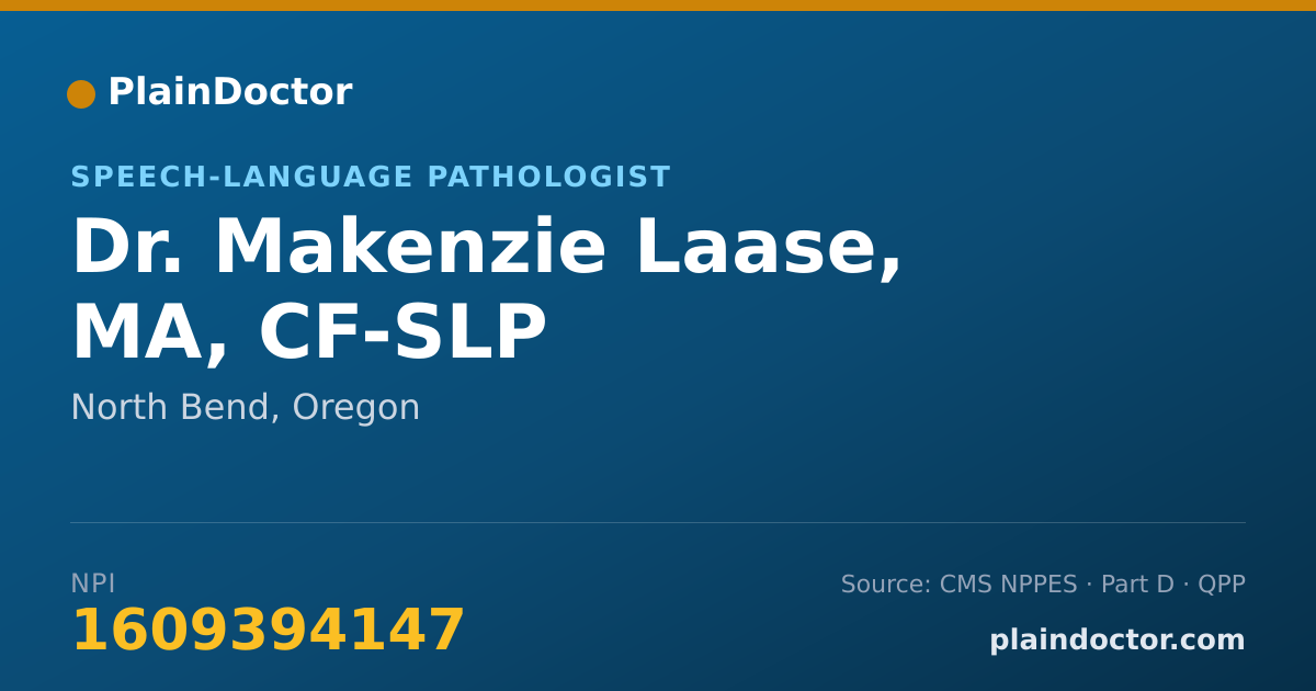 Shareable card for Makenzie Laase, MA, CF-SLP - Speech-Language Pathologist, North Bend, OR