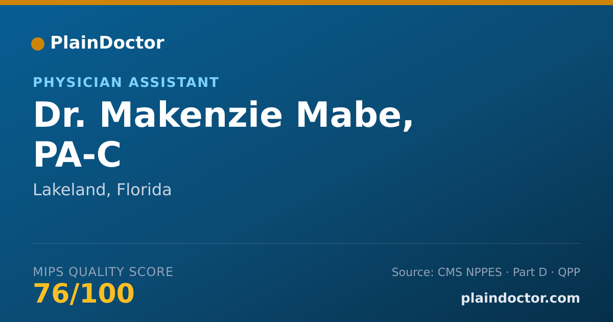 Shareable card for Makenzie Mabe, PA-C - Physician Assistant, Lakeland, FL