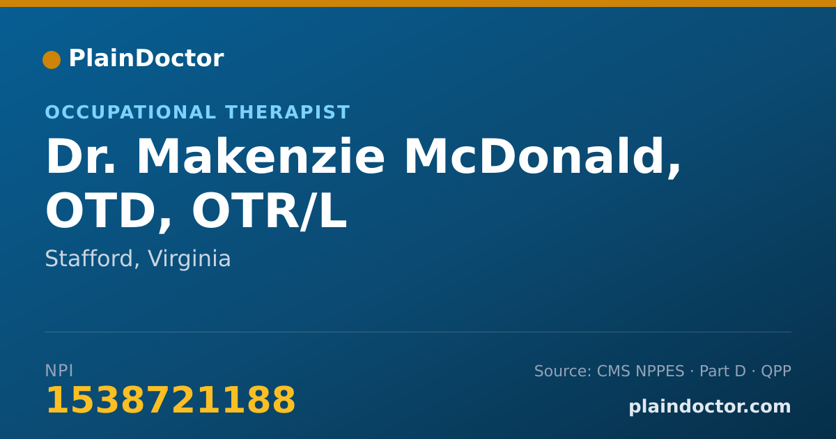 Shareable card for Makenzie McDonald, OTD, OTR/L - Occupational Therapist, Stafford, VA