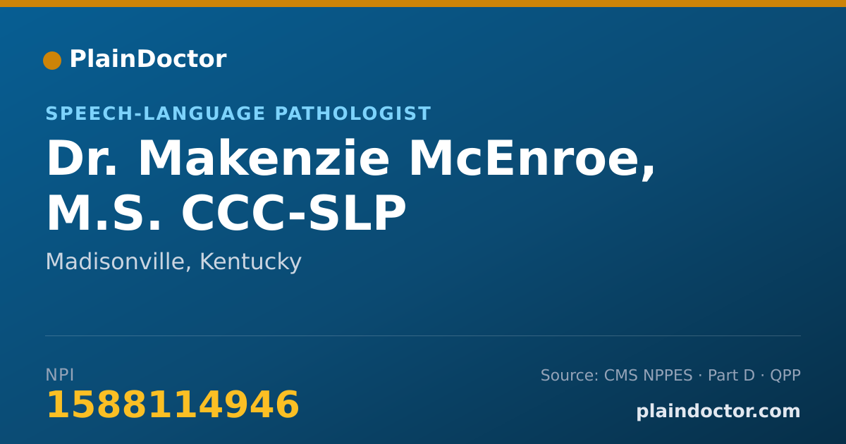 Shareable card for Makenzie McEnroe, M.S. CCC-SLP - Speech-Language Pathologist, Madisonville, KY