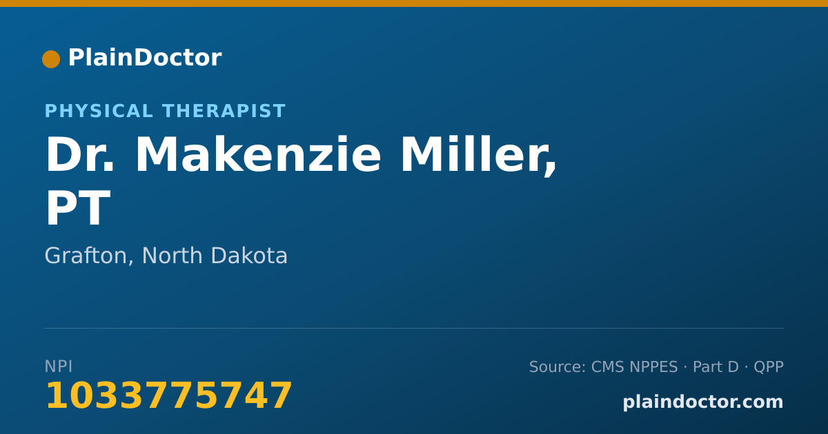 Shareable card for Makenzie Miller, PT - Physical Therapist, Grafton, ND
