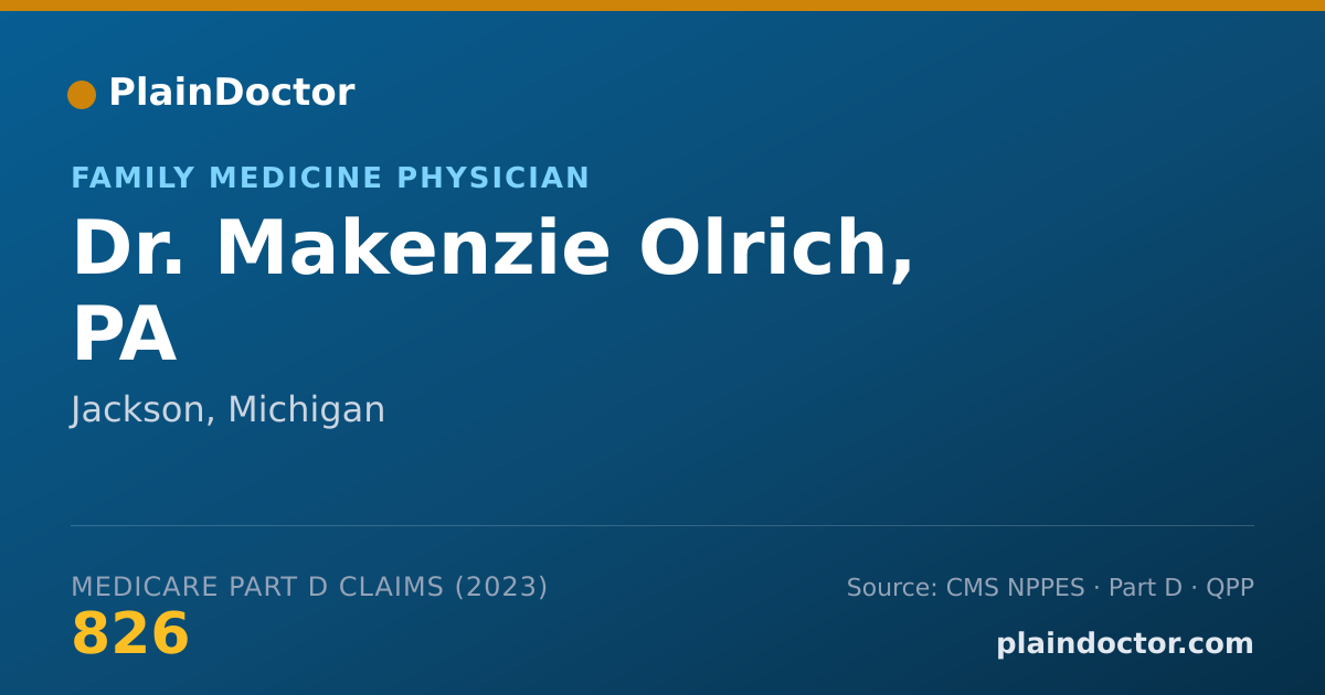 Shareable card for Makenzie Olrich, PA - Family Medicine Physician, Jackson, MI
