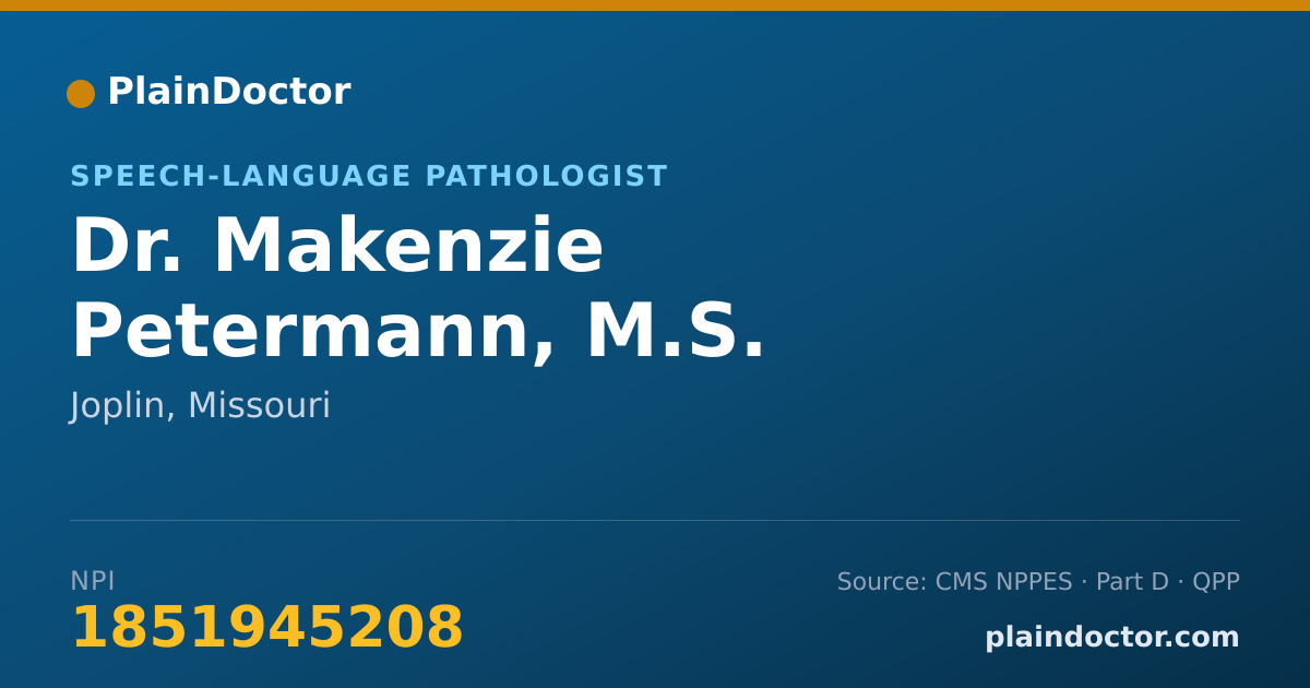 Shareable card for Makenzie Petermann, M.S. CCC-SLP - Speech-Language Pathologist, Joplin, MO