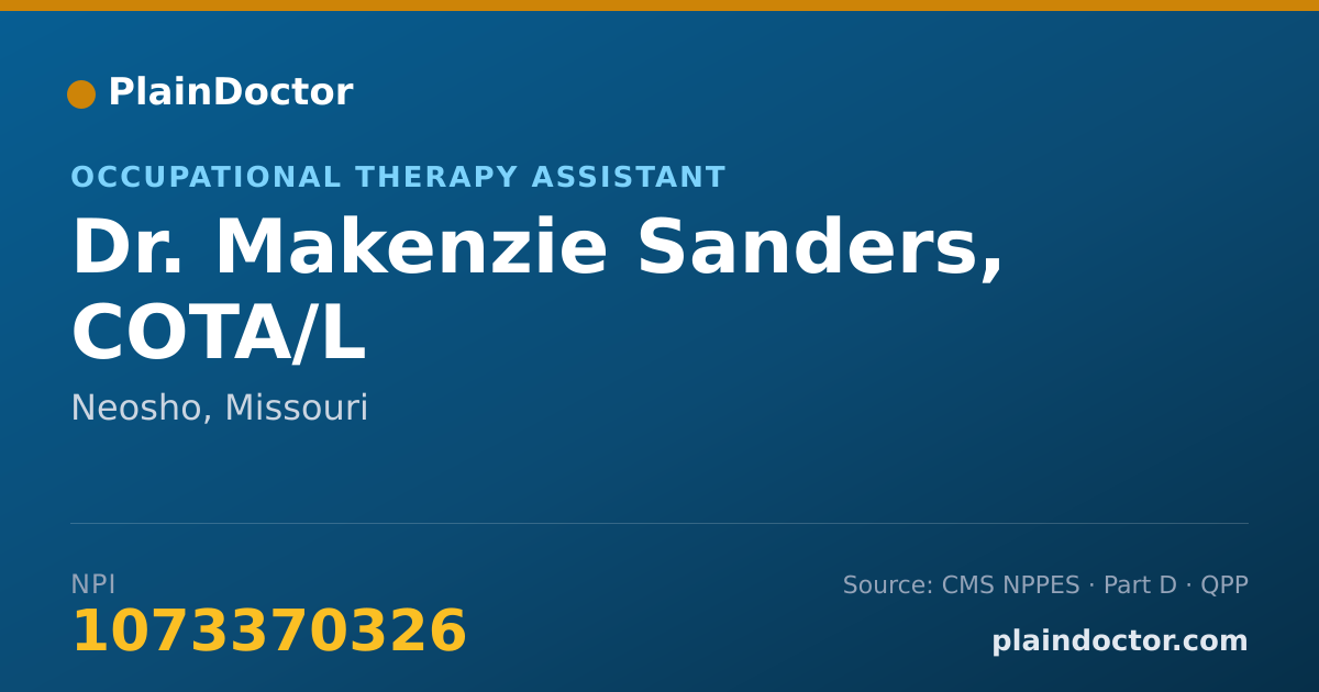 Shareable card for Makenzie Sanders, COTA/L - Occupational Therapy Assistant, Neosho, MO