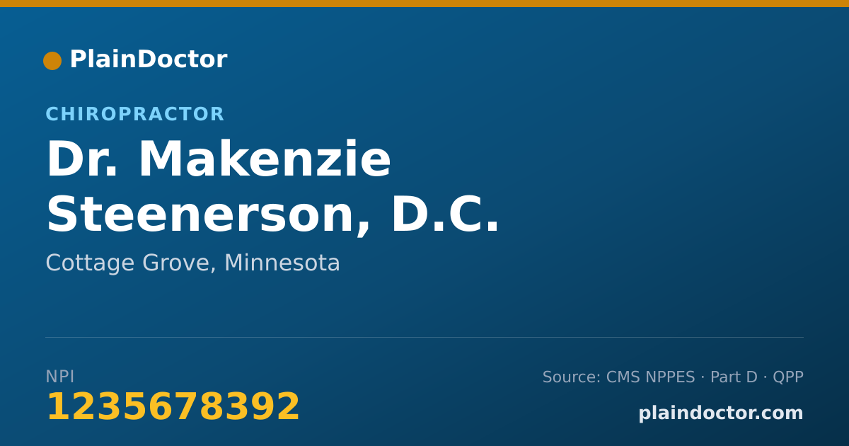 Shareable card for Makenzie Steenerson, D.C. - Chiropractor, Cottage Grove, MN