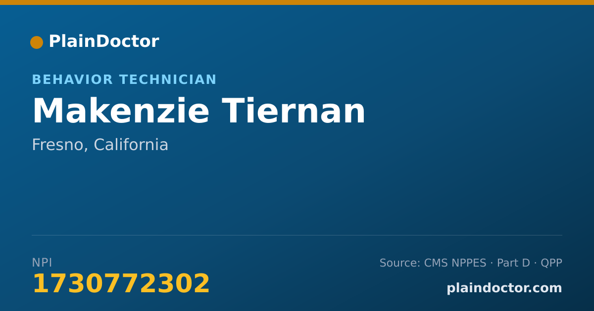 Shareable card for Makenzie Tiernan - Behavior Technician, Fresno, CA