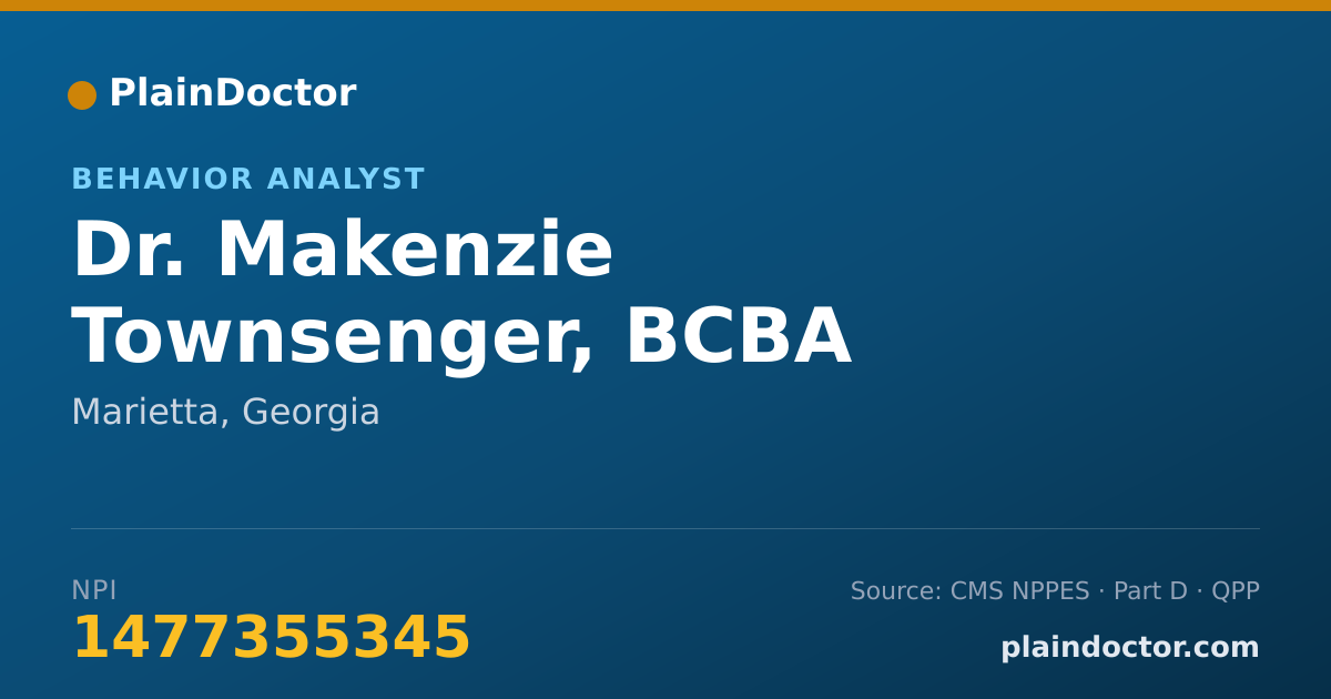 Shareable card for Makenzie Townsenger, BCBA - Behavior Analyst, Marietta, GA