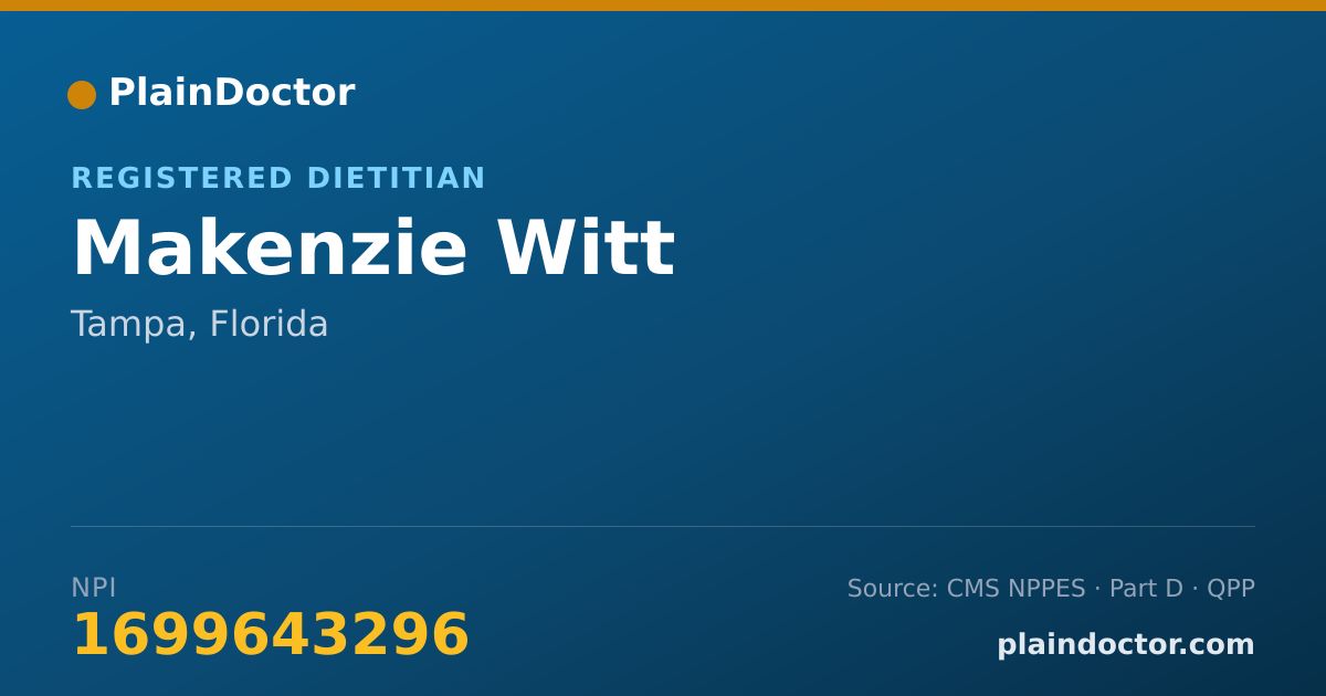 Shareable card for Makenzie Witt - Registered Dietitian, Tampa, FL