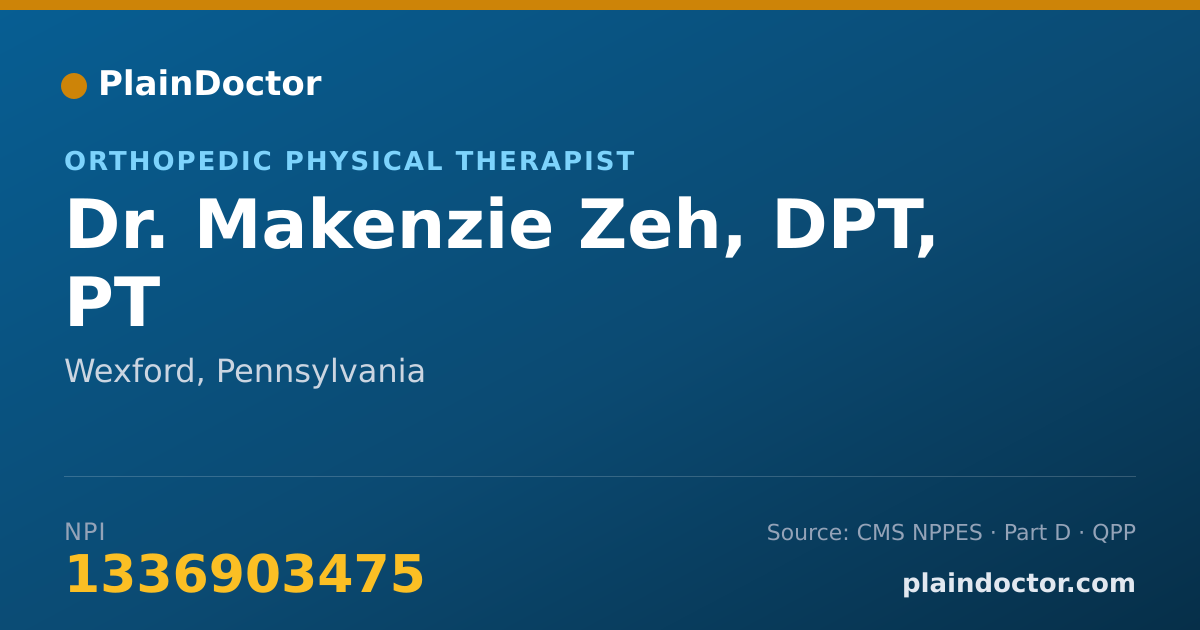 Shareable card for Makenzie Zeh, DPT, PT - Orthopedic Physical Therapist, Wexford, PA