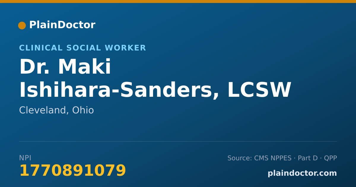 Shareable card for Maki Ishihara-Sanders, LCSW - Clinical Social Worker, Cleveland, OH