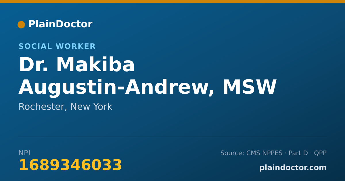 Shareable card for Makiba Augustin-Andrew, MSW - Social Worker, Rochester, NY