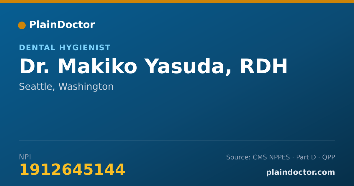 Shareable card for Makiko Yasuda, RDH - Dental Hygienist, Seattle, WA
