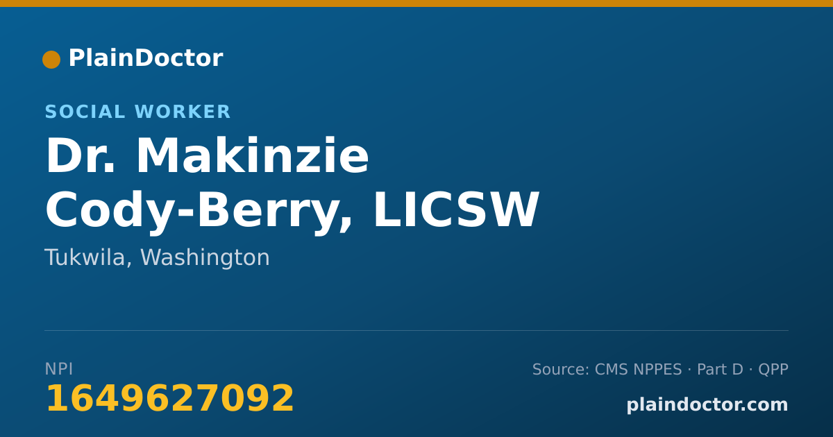 Shareable card for Makinzie Cody-Berry, LICSW - Social Worker, Tukwila, WA