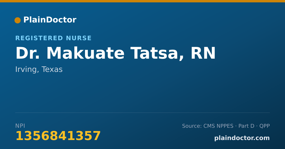 Shareable card for Makuate Tatsa, RN - Registered Nurse, Irving, TX