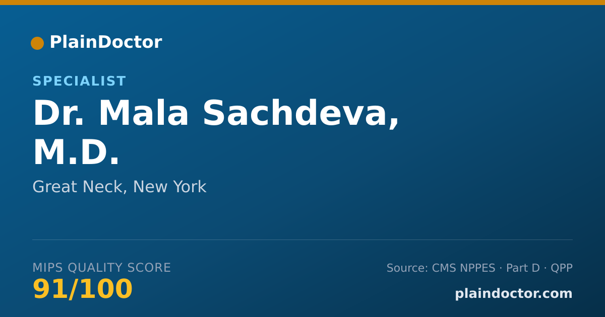 Shareable card for Mala Sachdeva, M.D. - Specialist, Great Neck, NY