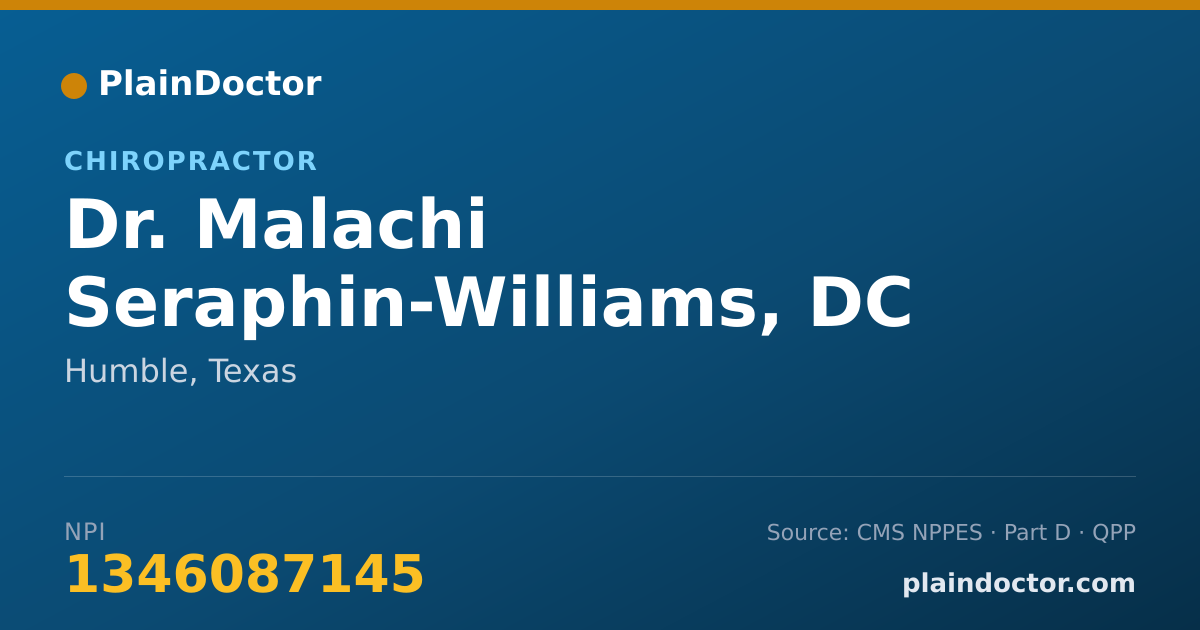 Shareable card for Malachi Seraphin-Williams, DC - Chiropractor, Humble, TX