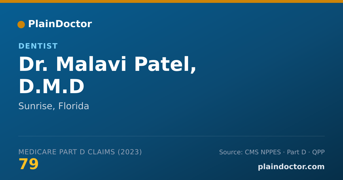 Shareable card for Malavi Patel, D.M.D - Dentist, Sunrise, FL