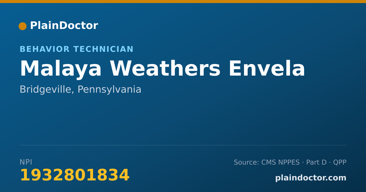 Shareable card for Malaya Weathers Envela - Behavior Technician, Bridgeville, PA