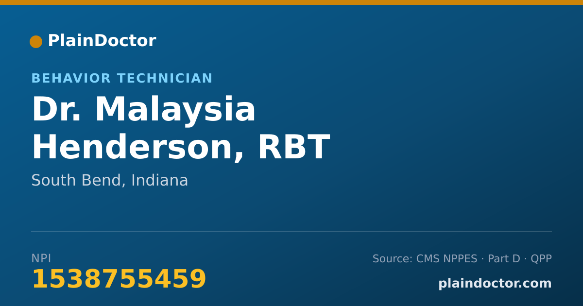 Shareable card for Malaysia Henderson, RBT - Behavior Technician, South Bend, IN