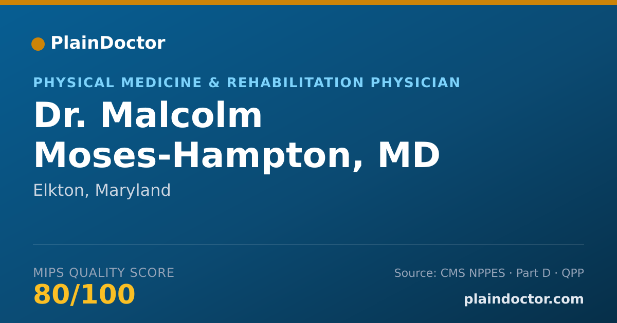 Shareable card for Malcolm Moses-Hampton, MD - Physical Medicine & Rehabilitation Physician, Elkton, MD