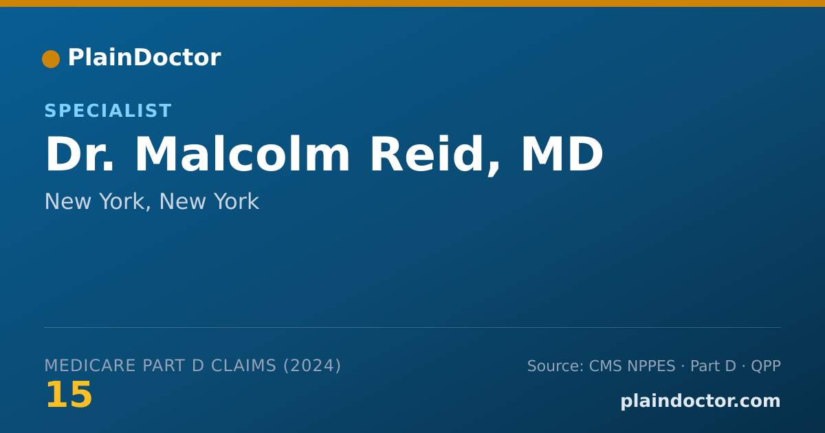 Shareable card for Malcolm Reid, MD - Specialist, New York, NY