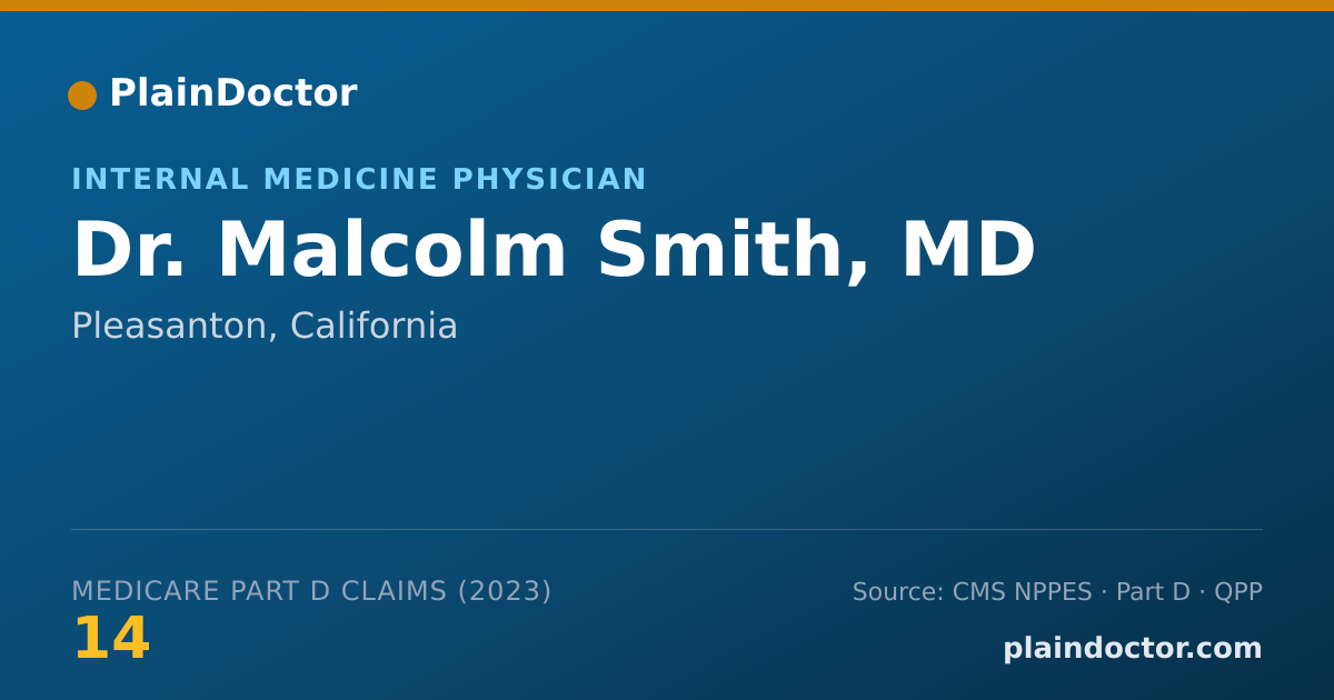 Shareable card for Malcolm Smith, MD - Internal Medicine Physician, Pleasanton, CA