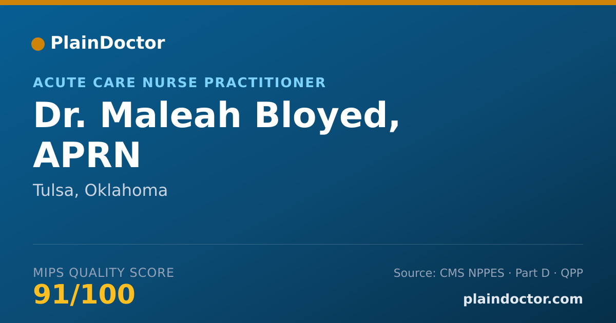 Shareable card for Maleah Bloyed, APRN - Acute Care Nurse Practitioner, Tulsa, OK
