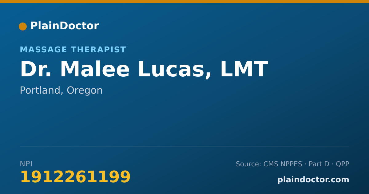 Shareable card for Malee Lucas, LMT - Massage Therapist, Portland, OR