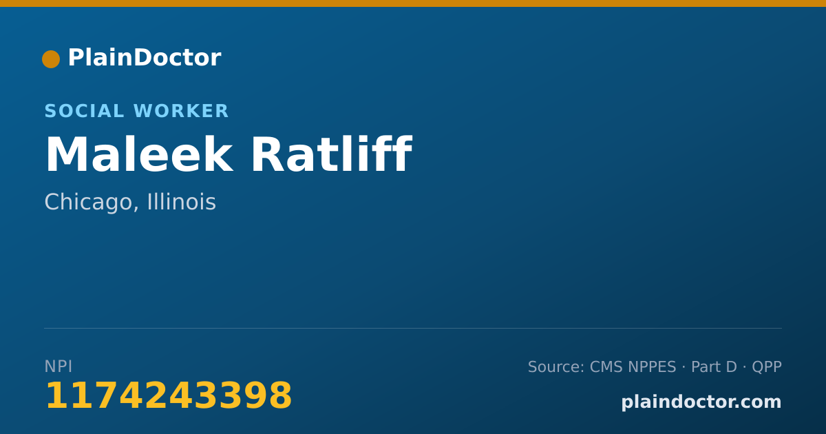 Shareable card for Maleek Ratliff - Social Worker, Chicago, IL