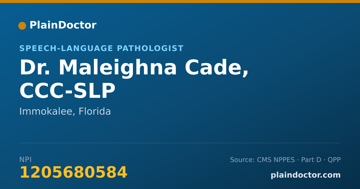 Shareable card for Maleighna Cade, CCC-SLP - Speech-Language Pathologist, Immokalee, FL
