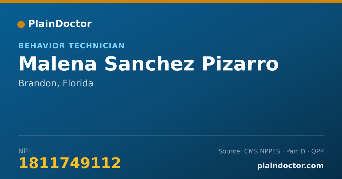 Shareable card for Malena Sanchez Pizarro - Behavior Technician, Brandon, FL