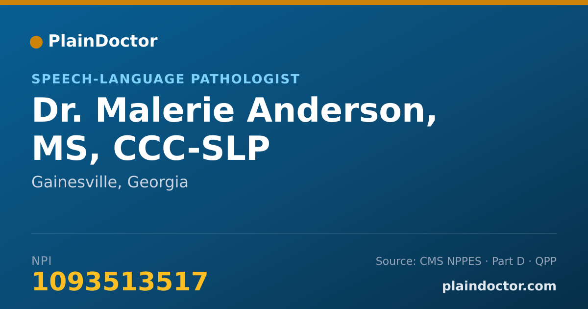 Shareable card for Malerie Anderson, MS, CCC-SLP - Speech-Language Pathologist, Gainesville, GA