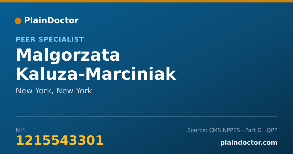 Shareable card for Malgorzata Kaluza-Marciniak - Peer Specialist, New York, NY