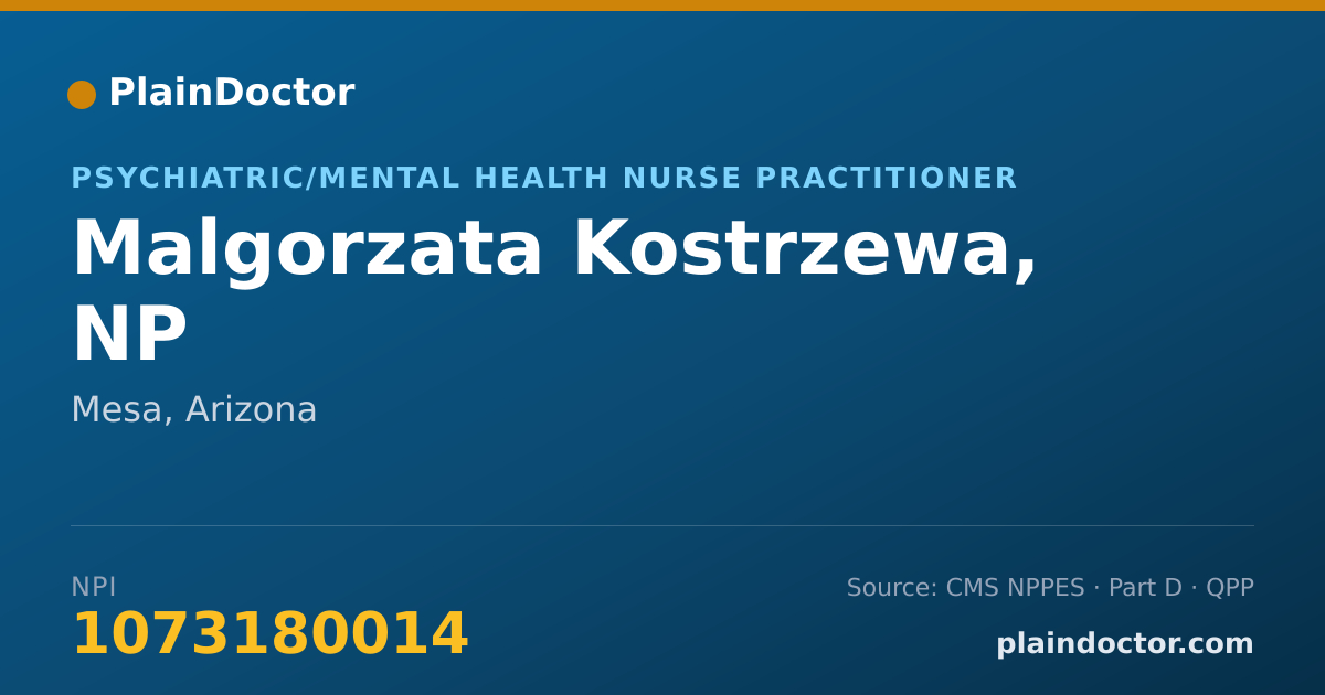 Shareable card for Malgorzata Kostrzewa, NP - Psychiatric/Mental Health Nurse Practitioner, Mesa, AZ