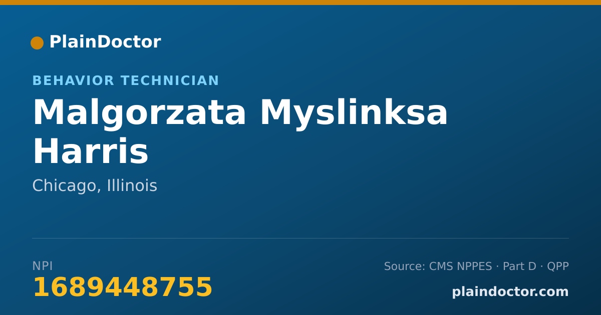 Shareable card for Malgorzata Myslinksa Harris - Behavior Technician, Chicago, IL