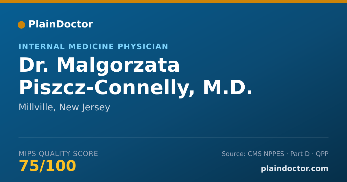 Shareable card for Malgorzata Piszcz-Connelly, M.D. - Internal Medicine Physician, Millville, NJ