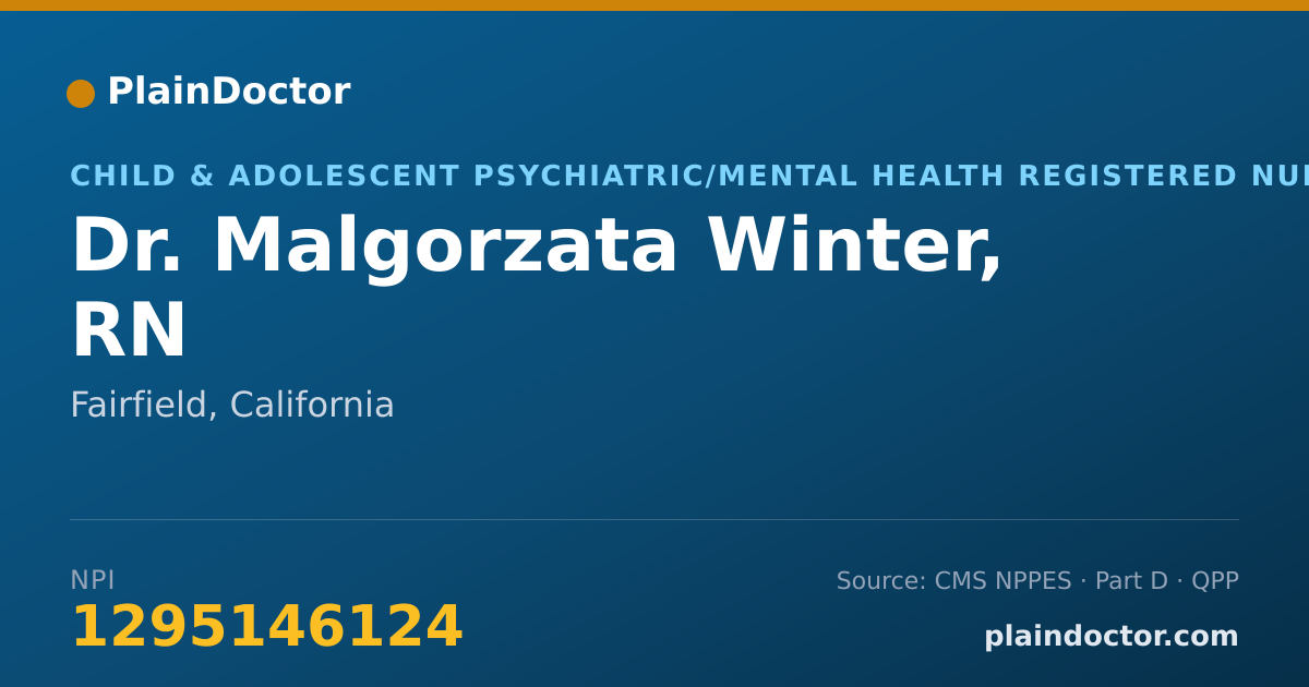 Shareable card for Malgorzata Winter, RN - Child & Adolescent Psychiatric/Mental Health Registered Nurse, Fairfield, CA